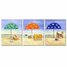 Colorful Beach Scenery Canvas Art/3 Panel Seascape Canvas Prints/Home Decor Landscape Wall Pictures